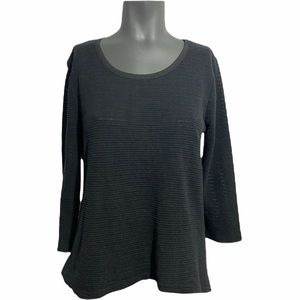 Calvin Klein Black Knit Blouse Mixed Media Top